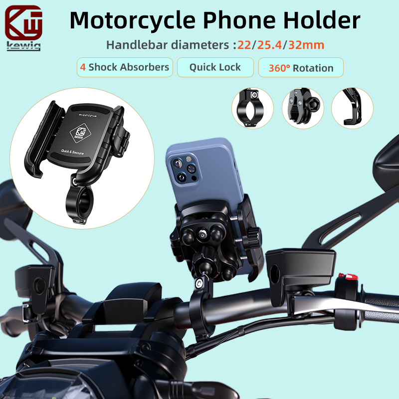 Commuter Bike Lock - Kewig M8SP バイク用携帯電話ホルダー、振動緩和機能付き、クイックロック式アルミ合金製携帯電話マウント、電動自転車、自転車、スクーター、ATV用