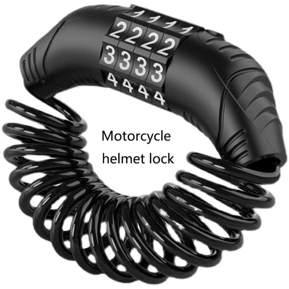 Chain Lock Combination - 4桁パスワード式携帯用盗難防止ケーブルロック、耐久性のあるクラシックなヘルメットロックチェーン、スクーター、バイク、オートバイに使用可能