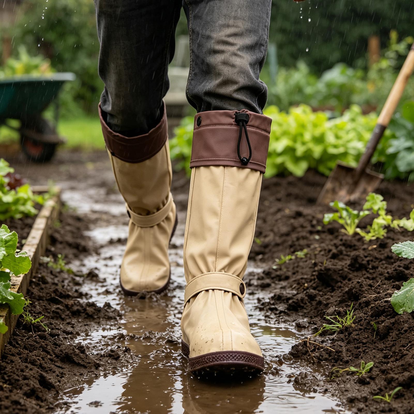 レインシューズカバー、ハイカット、再利用可能、防水、長めの靴 - Cycling Commute In Rain のレビューと価格